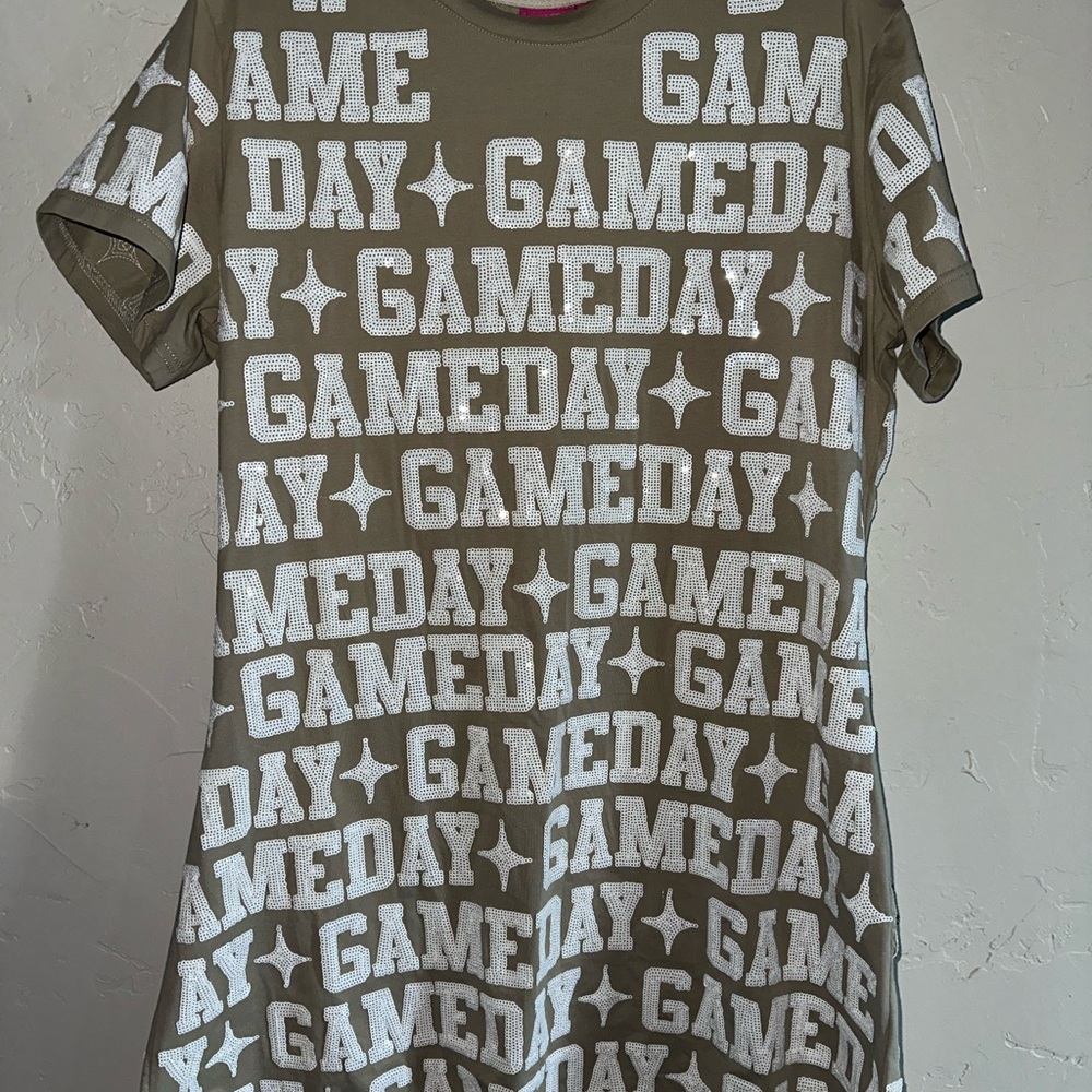 QUEEN OF SPARKLES Nude/White Gameday Dress